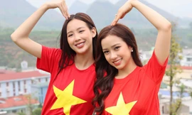 Dàn hoa, á hậu rạng rỡ giữa đất trời Lai Châu với áo cờ đỏ sao vàng