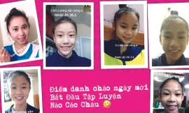 Các VĐV đội Thể dục Nghệ thuật điểm danh và thông báo tình hình sức khỏe trước buổi tập. Ảnh: NVCC 