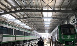 Các đoàn tàu đường sắt đô thị Cát Linh-Hà Đông chủ yếu nằm trong khu ga depot, ít khi hoạt động trừ một số lần chạy thử. Ảnh: Thái An 