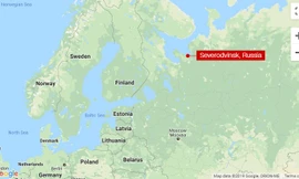 Thành phố Severodvinsk phía tây bắc nước Nga, nơi xảy ra vụ tai nạn 