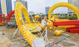 Sốt ruột hình ảnh linh vật rồng nằm 'vật vờ' chờ xây công viên