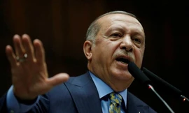 Tổng thống Thổ Nhĩ Kỳ Tayyip Erdogan phát biểu trước công chúng