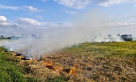 Người đi đường 'cay mắt' vì những cột khói mịt mù bủa vây