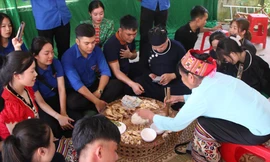 Lễ cúng vía của Đoàn thanh niên xã Châu Hạnh (huyện Quỳ Châu, Nghệ An) tại Tết Độc lập năm 2022