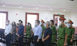 Các bị cáo tại phiên tòa phúc thẩm 