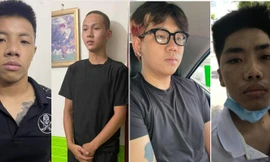 Nhóm đối tượng Khánh, Bình, Dương và Hiếu (từ trái sang)