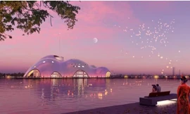 Thiết kế nhà hát đa năng tại khu vực hồ Đầm Trị, sát hồ Tây. Ảnh: UBND quận Tây Hồ