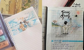 Nam sinh thể hiện sức sáng tạo đỉnh cao với loạt tranh minh họa trong vở ghi chép môn Văn