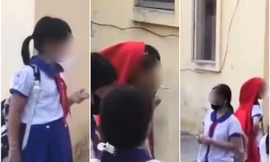 Đã xác minh được clip nhóm nữ sinh Tiểu học hút thuốc trong sân trường, mời bạn nam hút cùng