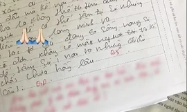 Nam sinh nhận 0,5 điểm bài kiểm tra Văn, đọc lời phê của cô giáo thì thấy rất xứng đáng