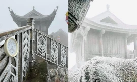 Nhiều nơi miền núi phía Bắc xuất hiện băng giá: Chùa Đồng (Yên Tử) đẹp như phim cổ trang