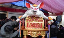 Tấp nập lễ rước 'ông lợn' ở La Phù
