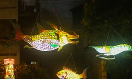 Độc lạ đèn trung thu truyền thống 'lơ lửng' trên những con phố cổ Hà Nội