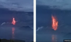 Núi lửa Taal đã bắt đầu phun magma. (Ảnh: Philvolcs)