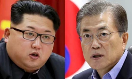 Tổng thống Hàn Quốc Moon Jae In (bìa phải) và Chủ tịch Triều Tiên Kim Jong Un
