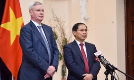 Thứ trưởng Ngoại giao Nguyễn Thanh Sơn và Thứ trưởng Ngoại giao Nga Vladimir Titov. (Ảnh: Mofa)