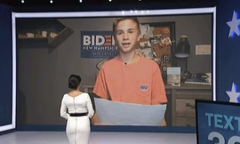 Cậu bé Brayden Harrington trong clip chia sẻ cậu chuyện được ông Biden giúp sửa tật nói lắp. (Ảnh: AP)