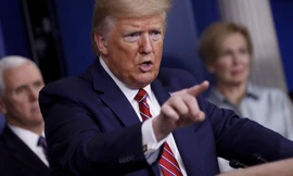 Ông Trump trong cuộc họp báo ngày 20/3. (Ảnh: Bloomberg)