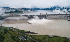 Quang cảnh hồ chứa nước của đập Tam Hiệp trong tuần trước. (Ảnh: Xinhua)