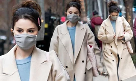 Selena Gomez trẻ trung với tóc đuôi ngựa trên phim trường ở New York