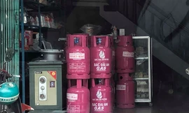 Phát hiện sản phẩn gas Bắc Đại An bày bán trên thị trường. Ảnh: Đ.H