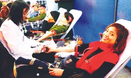 Hiến máu trong ngày Chủ nhật Đỏ năm 2012 Ảnh: Hồng Vĩnh