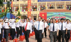 Bí thư Thành ủy Hải Phòng Nguyễn Văn Thành dự lễ khai giảng Ảnh: PV