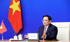 Thủ tướng Phạm Minh Chính dự Hội nghị Cấp cao Á-Âu lần thứ 13. (Ảnh: Lâm Khánh/TTXVN)