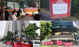 Dân chung cư rầm rộ băng rôn phản đối 'chiêu' cắt điện, cắt nước của chủ đầu tư