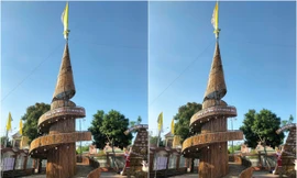 Chiêm ngưỡng cây thông cao 22m làm từ hàng nghìn cây tre, nứa