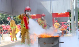 Sôi nổi tranh tài hội thi nghiệp vụ an toàn phòng cháy, chữa cháy