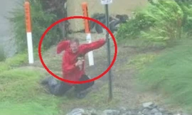 Phóng viên Mỹ suýt bị gió thổi bay trong siêu bão 'quái vật' Michael