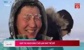 Lông mi đông cứng khi thu hoạch băng ở nơi lạnh nhất hành tinh