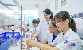 sinh viên trường ĐH Tôn Đức Thắng thực hành