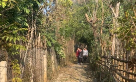 Vùng đất quy hoạch nghĩa trang nhân dân Thành phố Sơn La và đất quy hoạch của trường Đại học Tây Bắc chỉ cách nhau 1 con ngõ nhỏ. Ảnh Nghiêm Huê