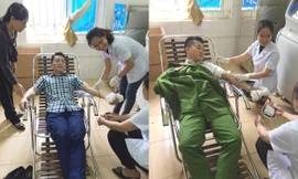 Hai chiến sỹ công an hiến máu cứu người