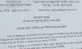 Những căn cứ Công an Thanh Hóa ký quyết định xuất ngũ trung úy công an