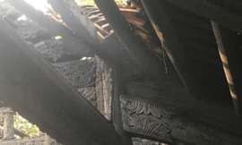 Cháy làm sập mái Tam bảo chùa Cự Đà, Gia Lâm, Hà Nội