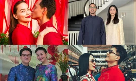 Ngắm các cặp đôi sao Việt diện áo dài đồng điệu đón Tết Giáp Thìn