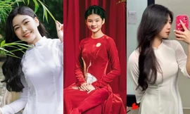 Những "nữ thần áo dài" tuổi teen: Con gái Mạnh Trường đẹp dịu dàng