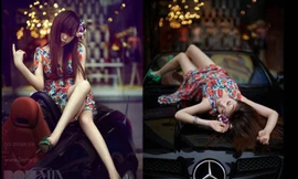 Váy hoa lả lơi trên nắp capô