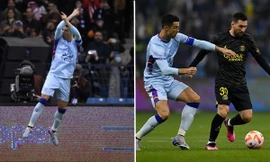 Bảng quảng cáo bỗng thay đổi cực thú vị khi Ronaldo ghi bàn trong trận đấu gặp lại Messi