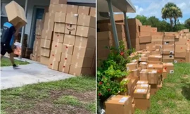 “Trùm săn sale” là đây: Một gia đình nhận được nhiều hàng tới mức đem vào nhà không kịp