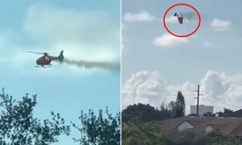 Máy bay trực thăng xoay tít rồi đâm bổ xuống khu chung cư ở Mỹ, ai nhìn cũng sợ hãi