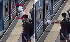 Ai cũng sốc khi cô gái ngất xỉu, ngã nhào vào đoàn tàu đang chạy nhưng sống sót kỳ diệu