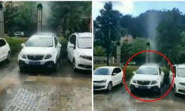 Mưa chỉ trút xuống đúng một chiếc ô tô trong bãi đậu xe đông đúc, có phải "lỗi do ăn ở"?