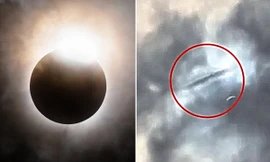 Ghi được hình ảnh "đĩa bay" lướt qua rồi biến mất đúng thời điểm Nhật Thực toàn phần