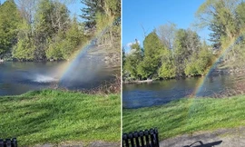 Hai bố con gặp “điểm cuối của cầu vồng” khi đang đi dạo, đây là hiện tượng gì?