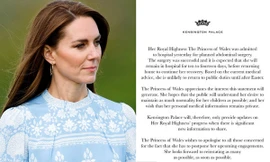 Công nương Kate Middleton bất ngờ phải nhập viện, hủy nhiều sự kiện sắp tới