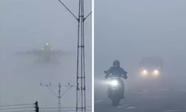 Máy bay vừa cất cánh đã “biến mất” cho thấy sương mù dày đặc thế nào do thời tiết